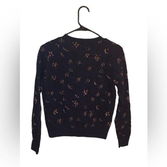 & Other Stories Wool Metallic Print Crewneck Sweater Navy Size XS - Picture 4 of 5